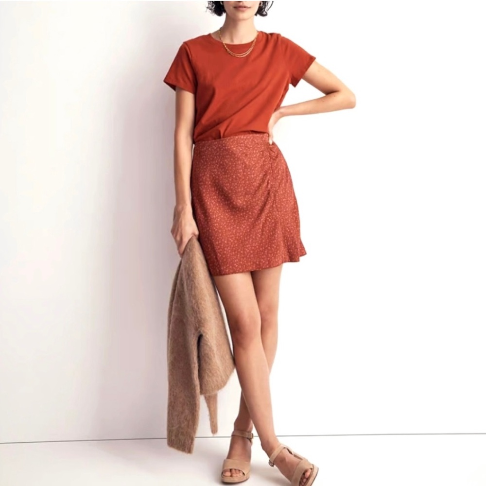 NWT Madewell Satin Ruched Mini Skirt